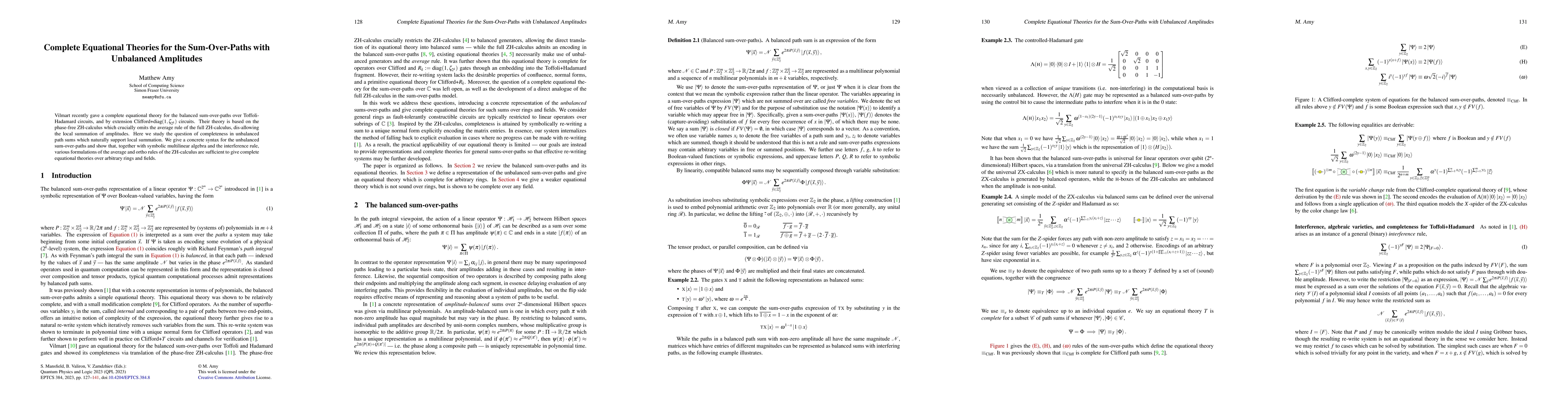 Thumbnail for Complete Equational Theories for the Sum-Over-Paths with Unbalanced
  Amplitudes