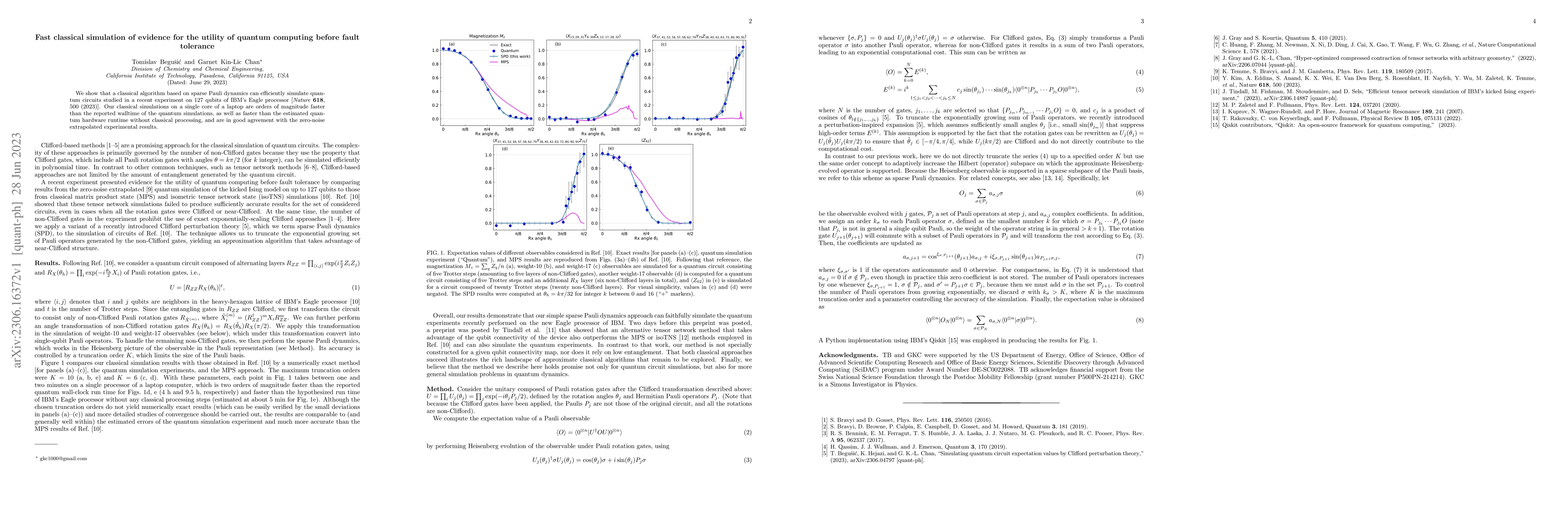 Thumbnail for Fast classical simulation of evidence for the utility of quantum
  computing before fault tolerance
