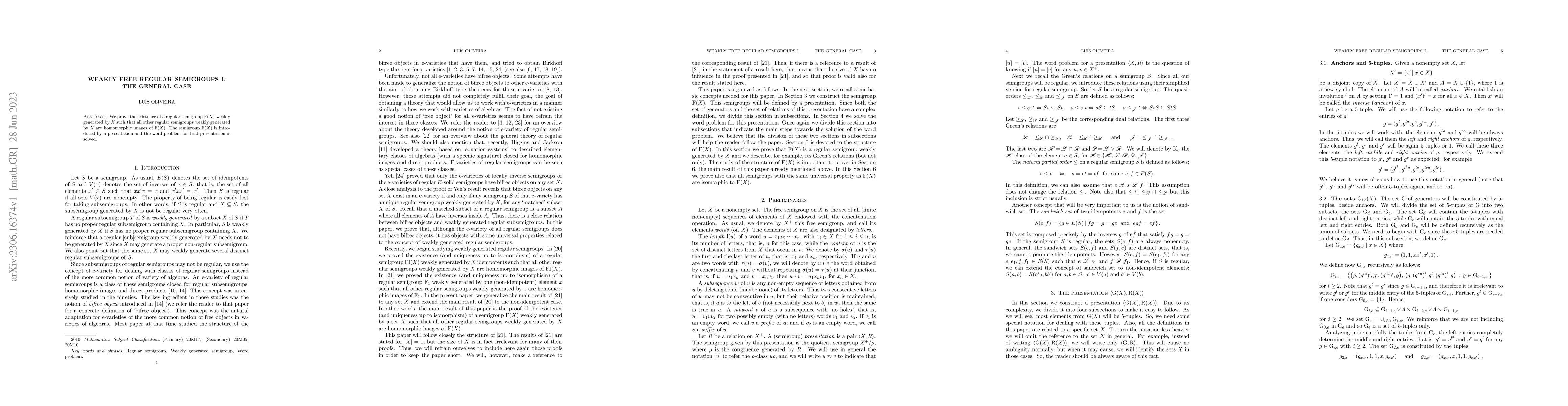 Thumbnail for Weakly free regular semigroups I. The general case