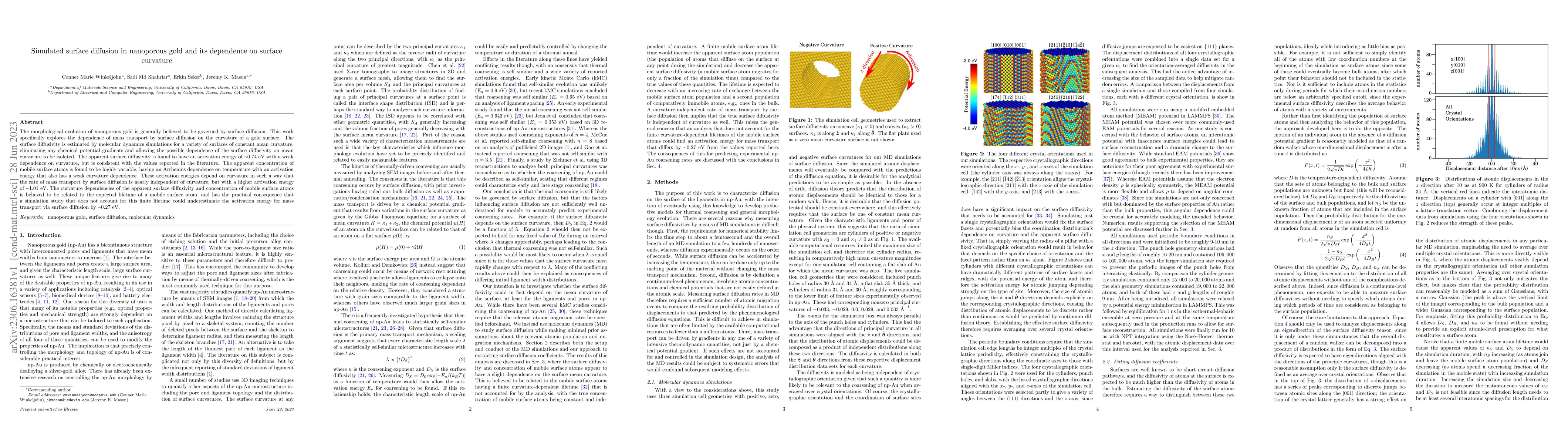 Thumbnail for Simulated surface diffusion in nanoporous gold and its dependence on
  surface curvature