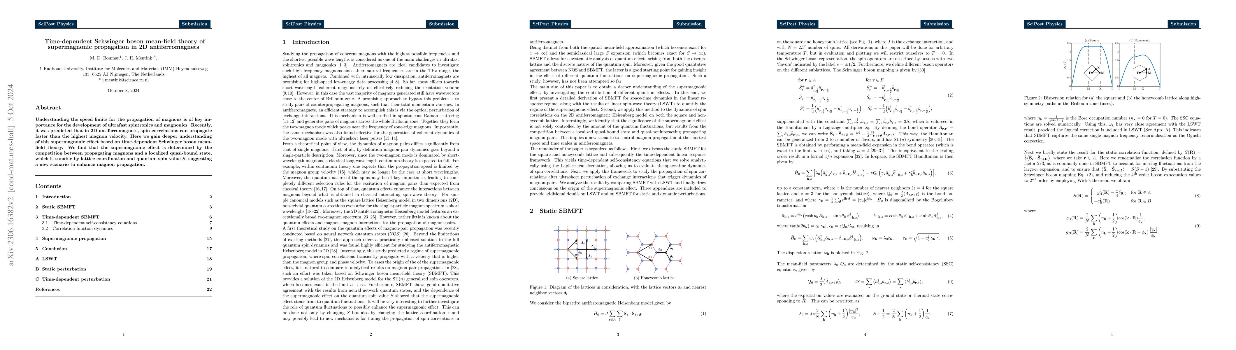 Thumbnail for Time-dependent Schwinger boson mean-field theory of supermagnonic
  propagation in 2D antiferromagnets