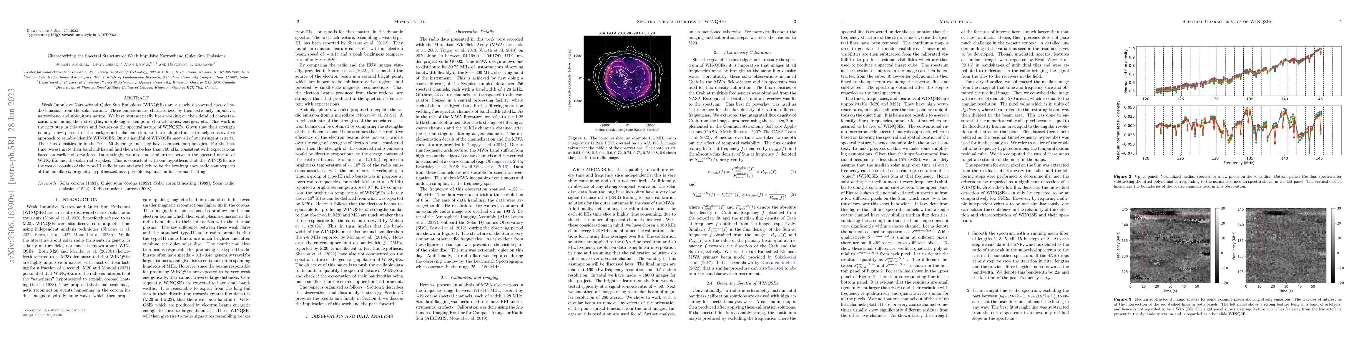 Thumbnail for Characterizing the Spectral Structure of Weak Impulsive Narrowband Quiet
  Sun Emissions