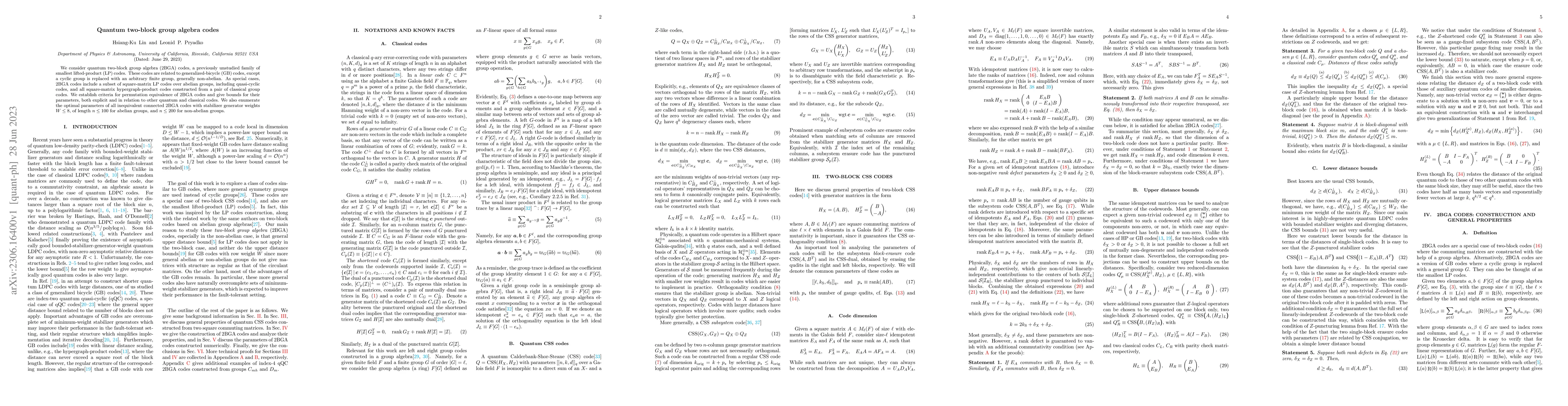 Thumbnail for Quantum two-block group algebra codes