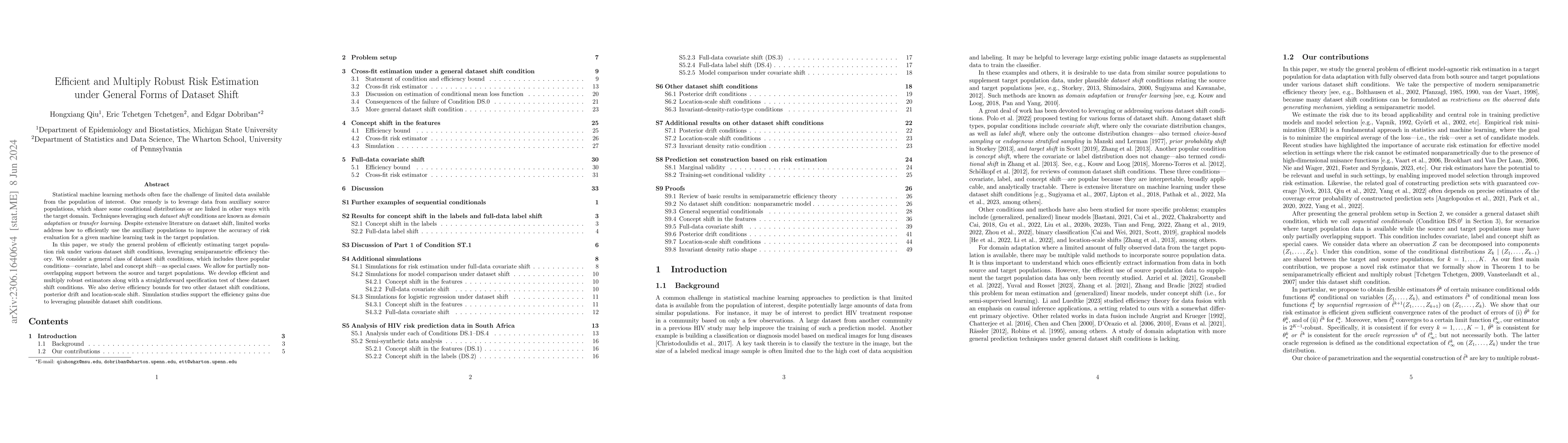 Thumbnail for Efficient and Multiply Robust Risk Estimation under General Forms of
  Dataset Shift