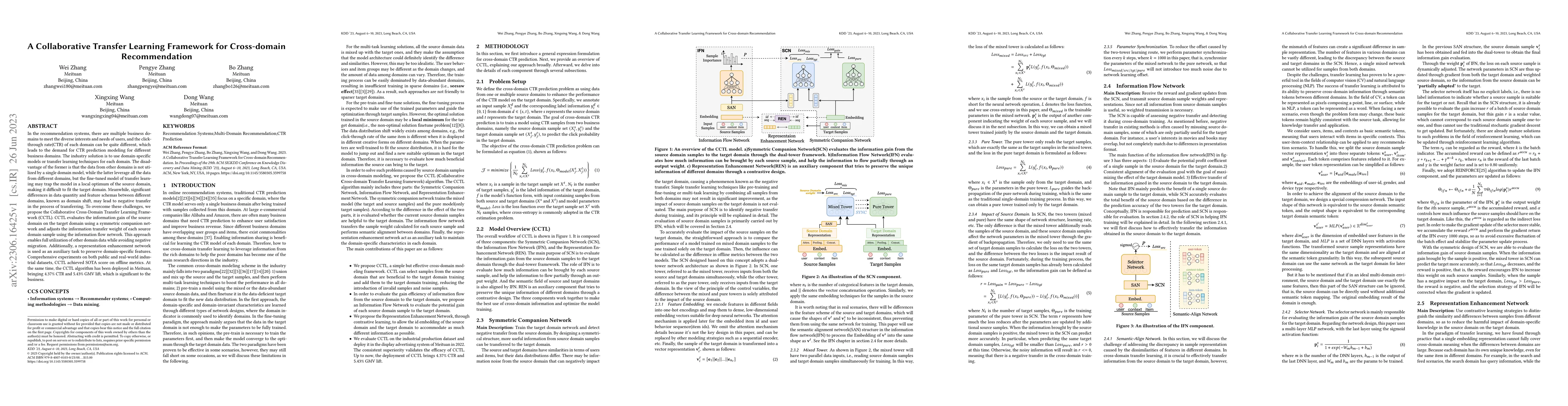 Thumbnail for A Collaborative Transfer Learning Framework for Cross-domain
  Recommendation