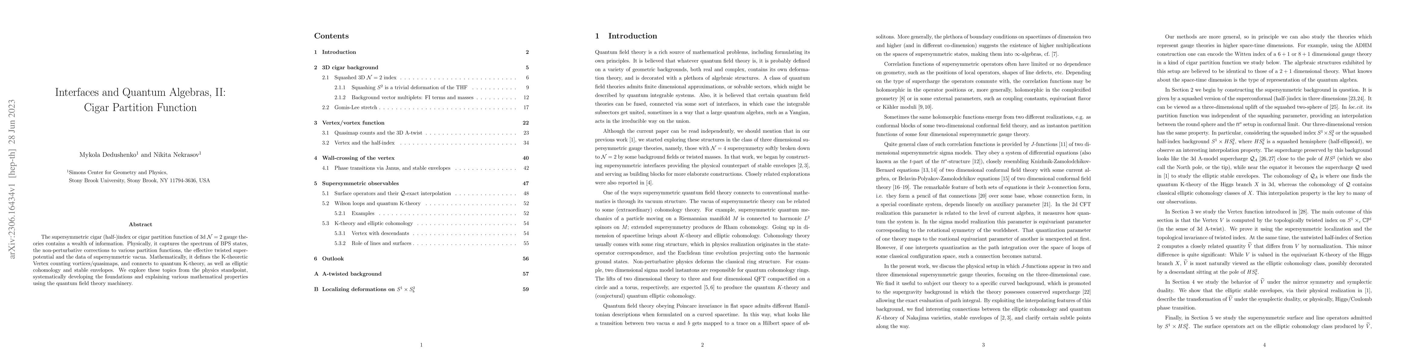 Thumbnail for Interfaces and Quantum Algebras, II: Cigar Partition Function