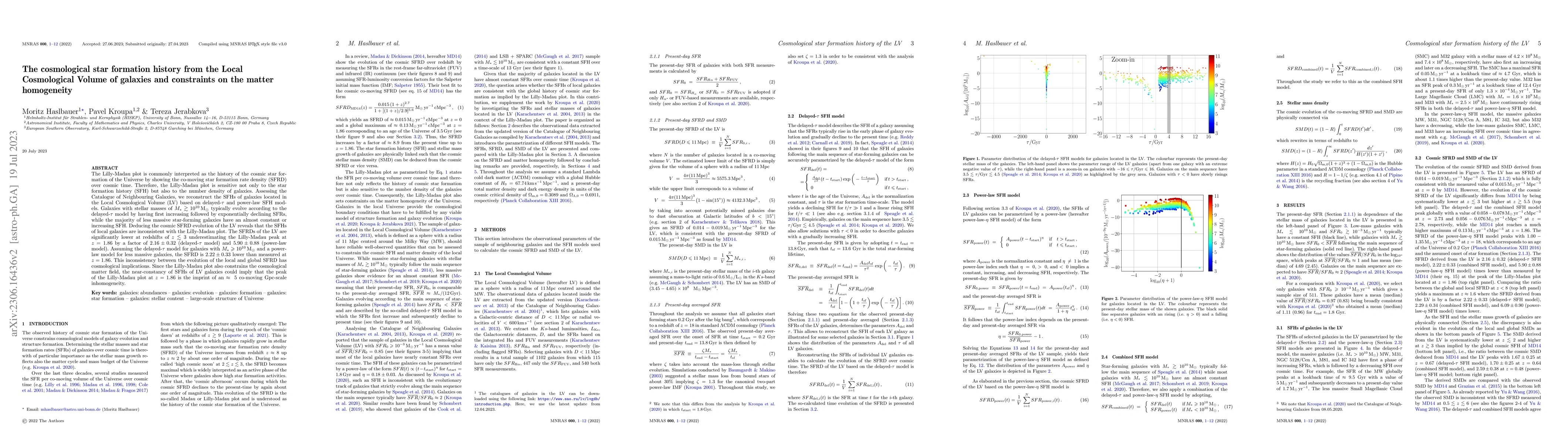 Thumbnail for The cosmological star formation history from the Local Cosmological
  Volume of galaxies and constraints on the matter homogeneity