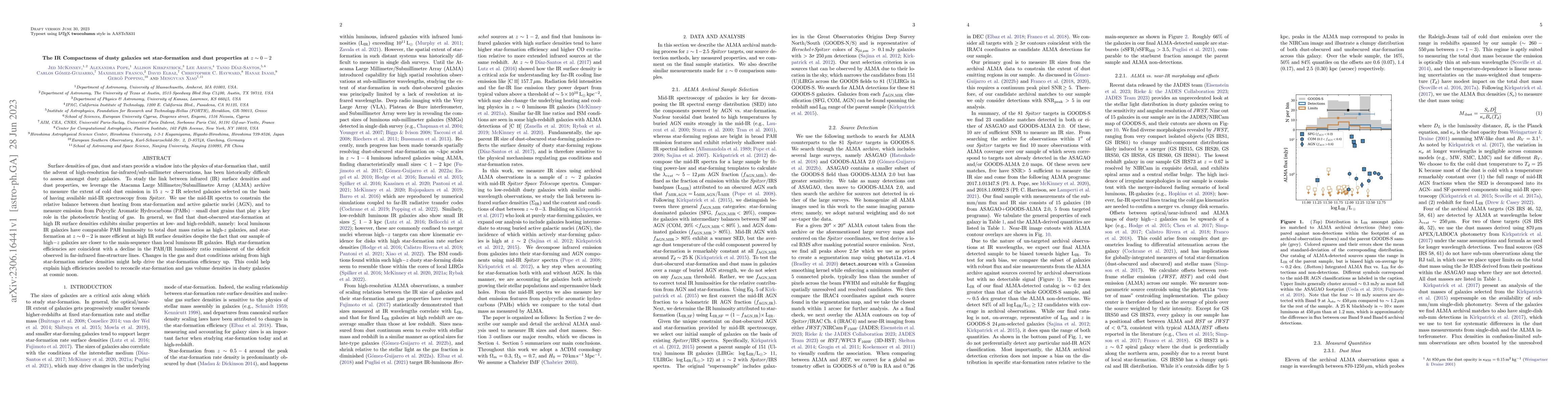 Thumbnail for The IR Compactness of Dusty Galaxies Set Star-formation and Dust
  Properties at z~0-2