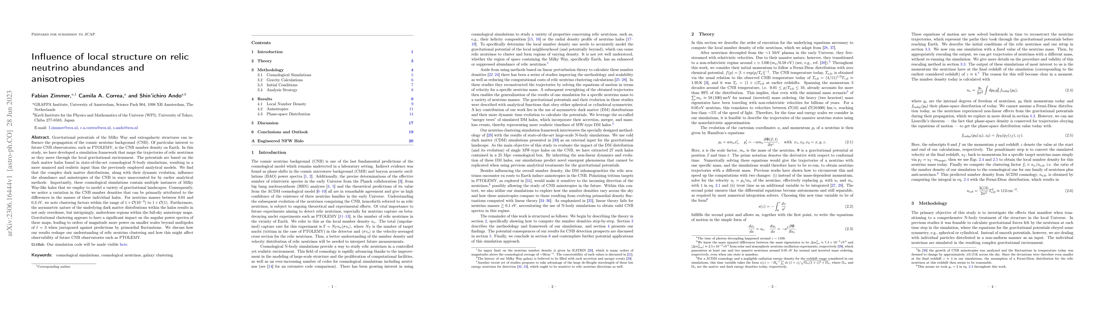 Thumbnail for Influence of local structure on relic neutrino abundances and
  anisotropies