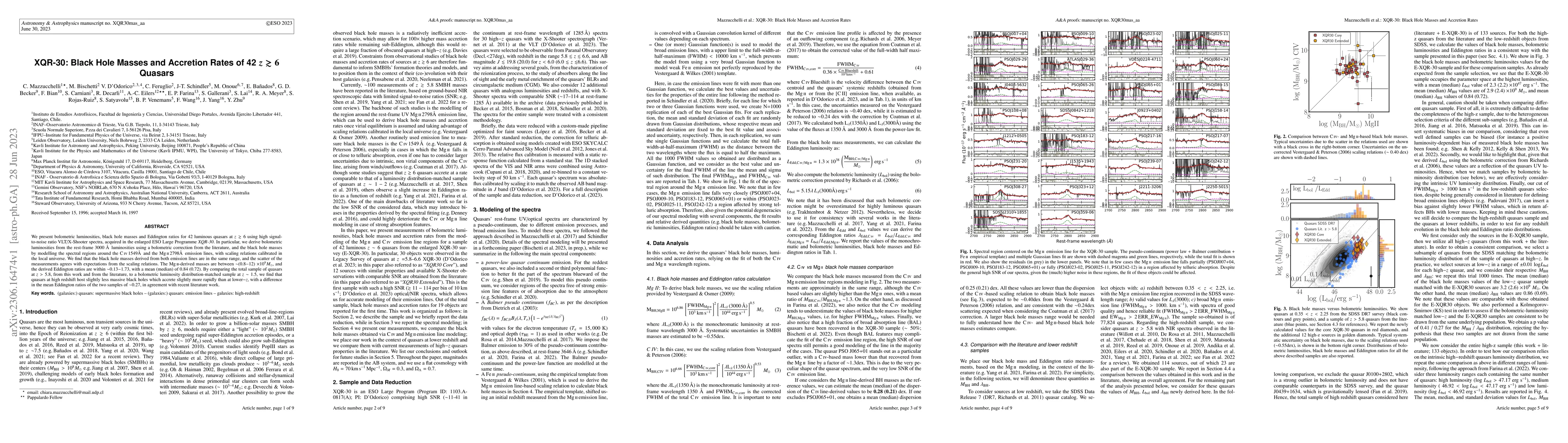 Thumbnail for XQR-30: Black Hole Masses and Accretion Rates of 42 z>6 Quasars
