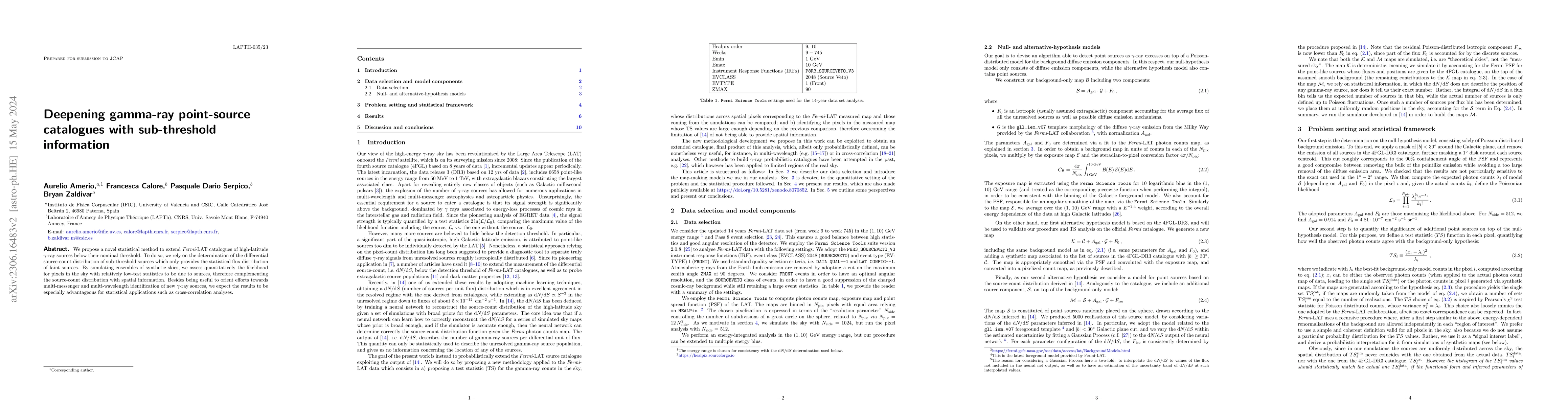 Thumbnail for Deepening gamma-ray point-source catalogues with sub-threshold
  information