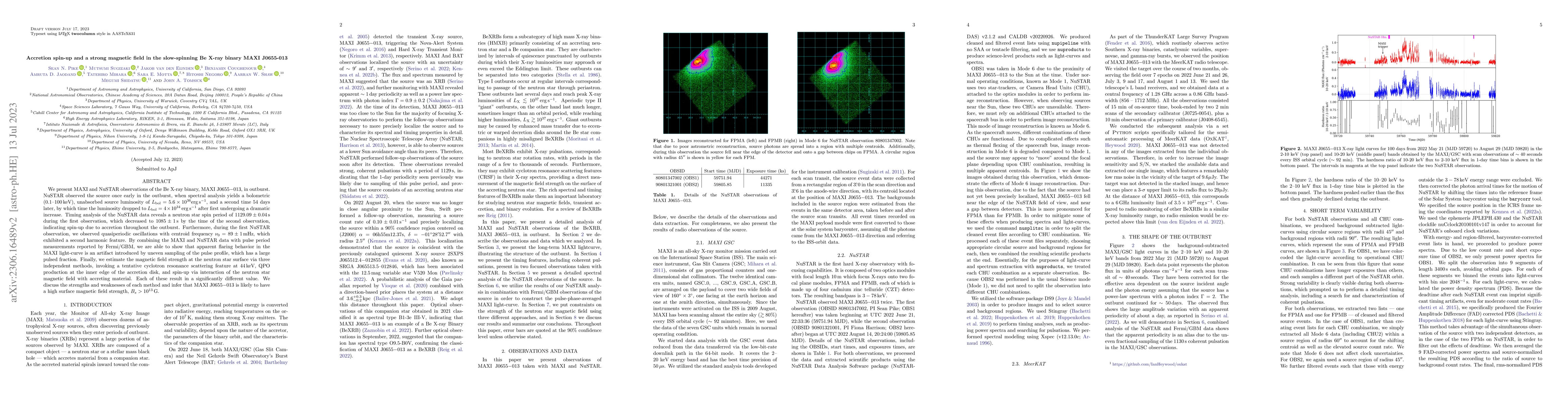 Thumbnail for Accretion spin-up and a strong magnetic field in the slow-spinning Be
  X-ray binary MAXI J0655-013