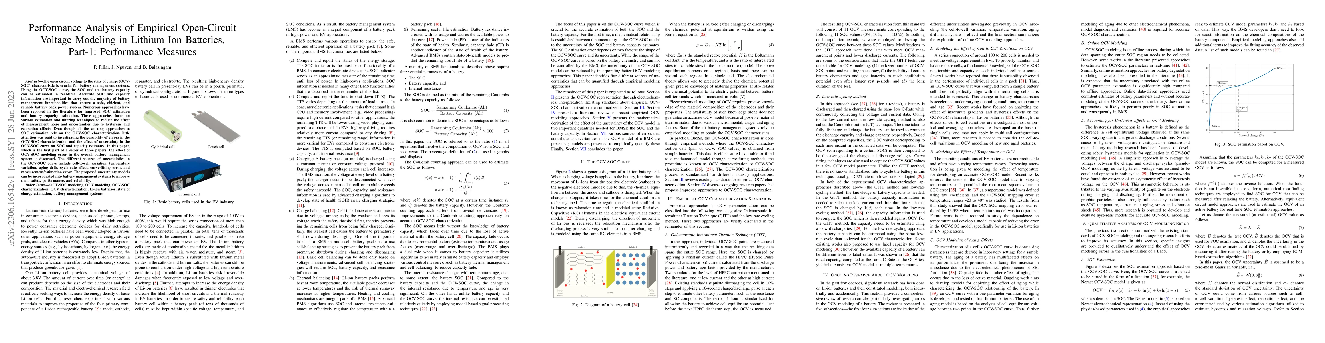 Thumbnail for Performance Analysis of Empirical Open-Circuit Voltage Modeling in
  Lithium Ion Batteries, Part-1: Performance Measures