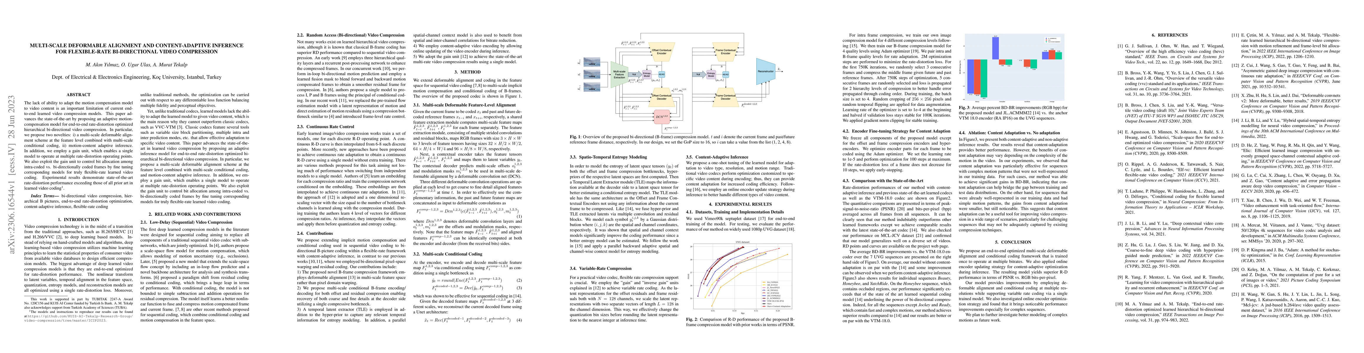 Thumbnail for Multi-Scale Deformable Alignment and Content-Adaptive Inference for
  Flexible-Rate Bi-Directional Video Compression