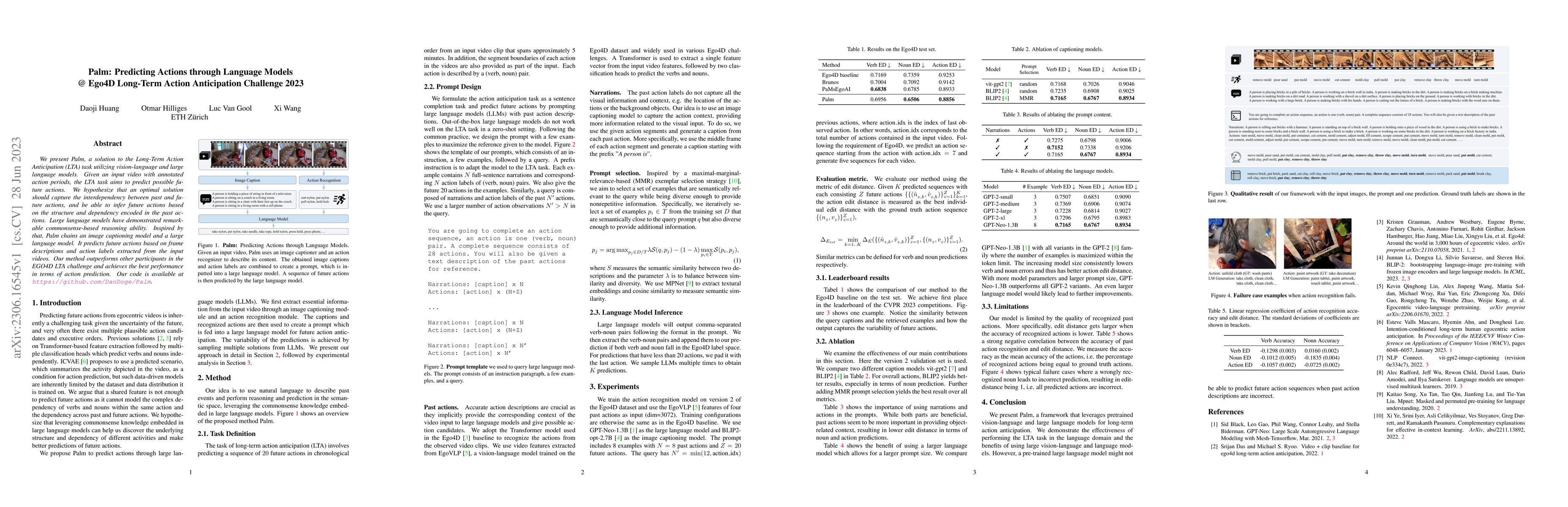 Thumbnail for Palm: Predicting Actions through Language Models @ Ego4D Long-Term
  Action Anticipation Challenge 2023