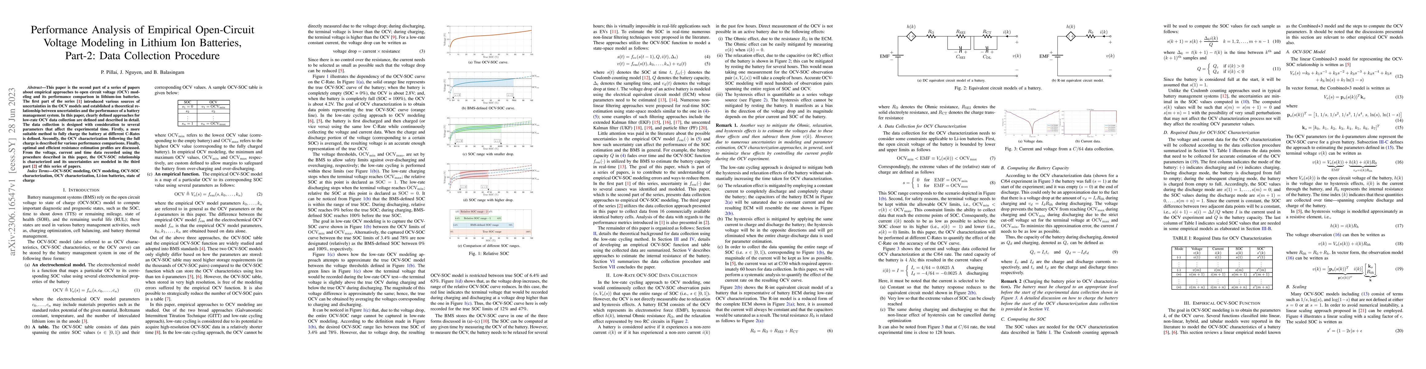 Thumbnail for Performance Analysis of Empirical Open-Circuit Voltage Modeling in
  Lithium Ion Batteries, Part-2: Data Collection Procedure