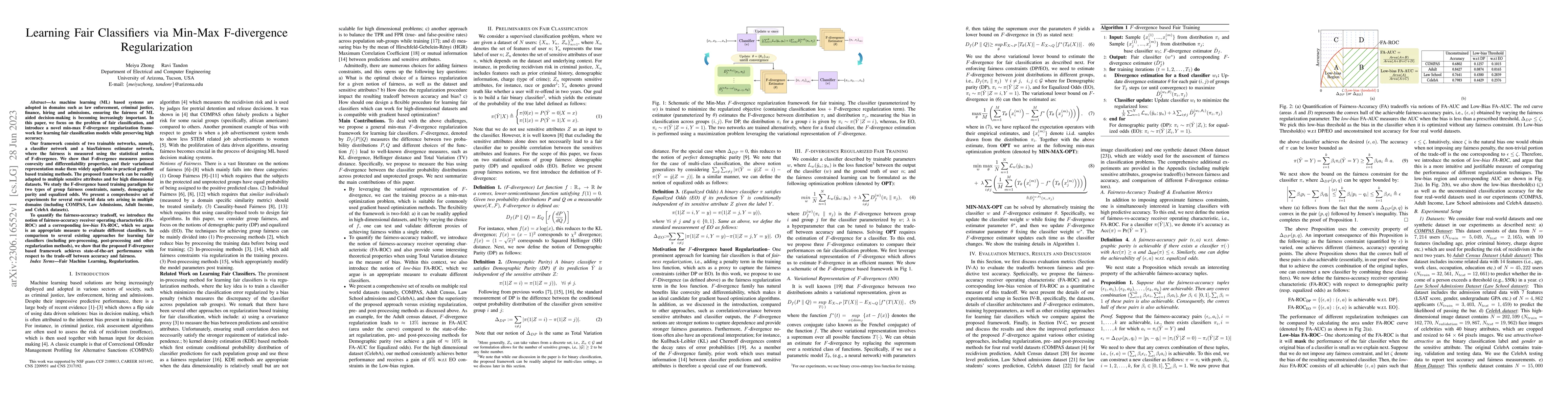 Thumbnail for Learning Fair Classifiers via Min-Max F-divergence Regularization