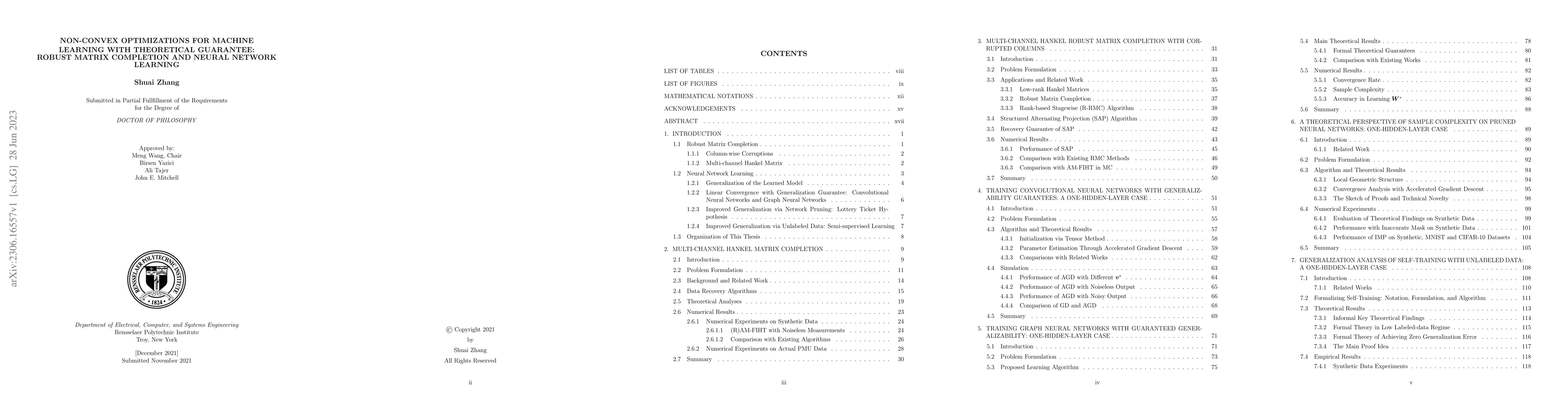 Thumbnail for Non-Convex Optimizations for Machine Learning with Theoretical
  Guarantee: Robust Matrix Completion and Neural Network Learning