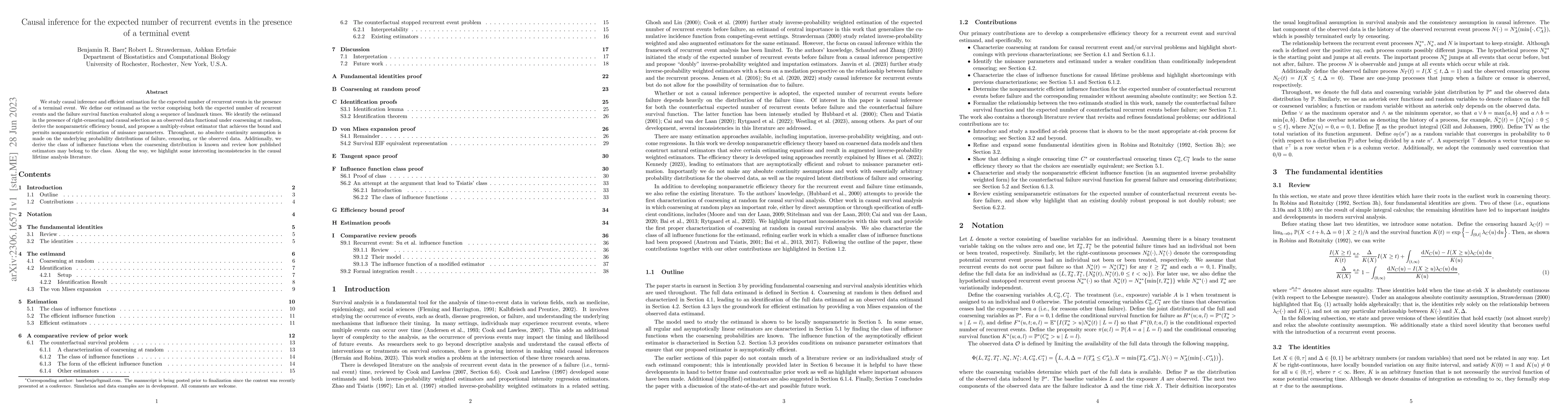 Thumbnail for Causal inference for the expected number of recurrent events in the
  presence of a terminal event
