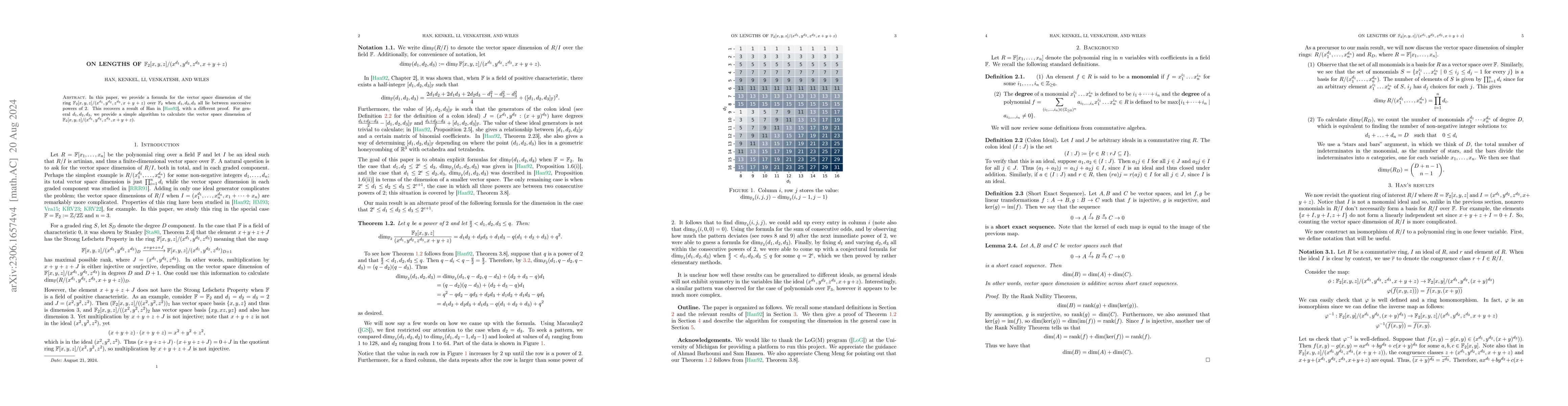 Thumbnail for On Lengths of $\mathbb{F}_2[x,y,z]/(x^{d_1}, y^{d_2},z^{d_3}, x+y+z)$