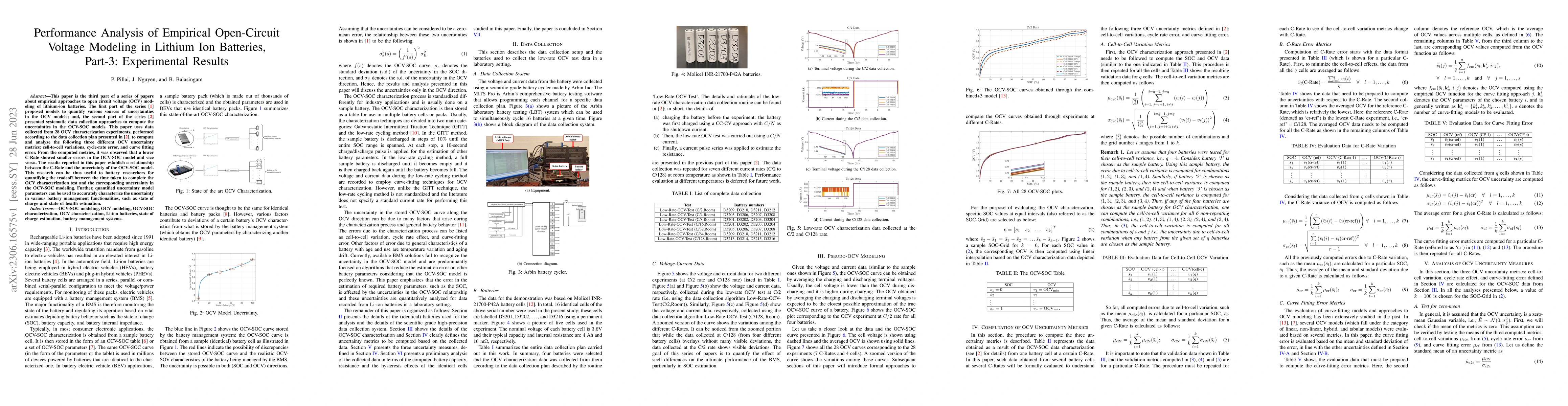 Thumbnail for Performance Analysis of Empirical Open-Circuit Voltage Modeling in
  Lithium Ion Batteries, Part-3: Experimental Results