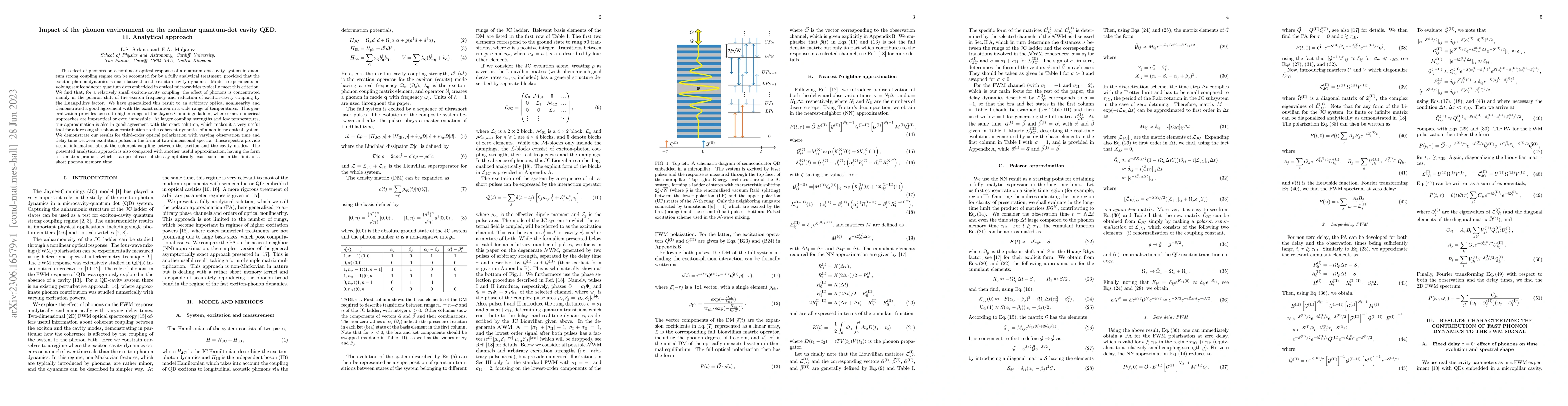 Thumbnail for Impact of the phonon environment on the nonlinear quantum-dot cavity
  QED. II. Analytical approach