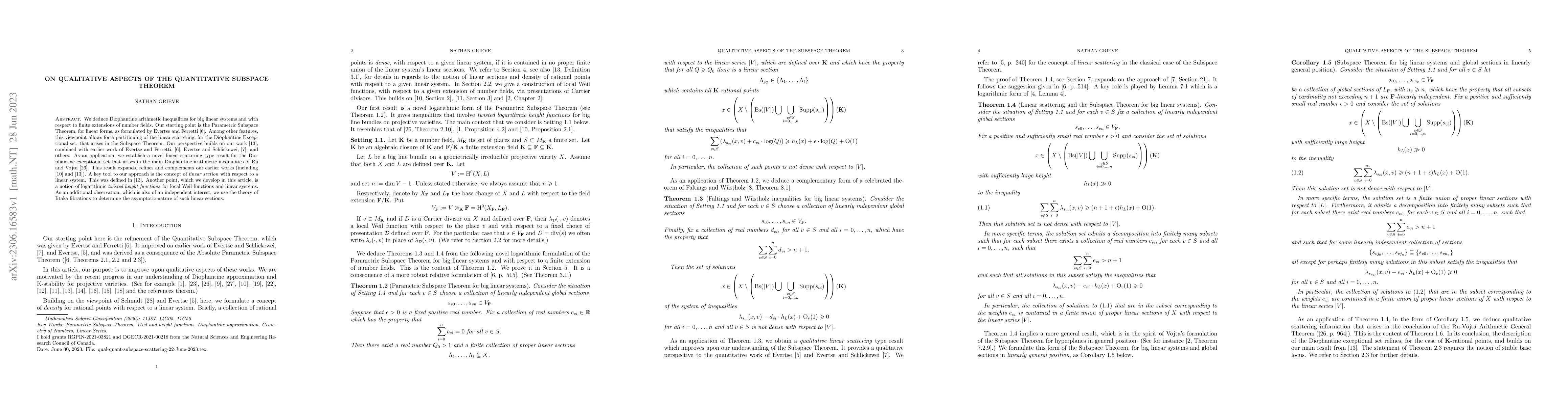 Thumbnail for On qualitative aspects of the quantitative subspace theorem