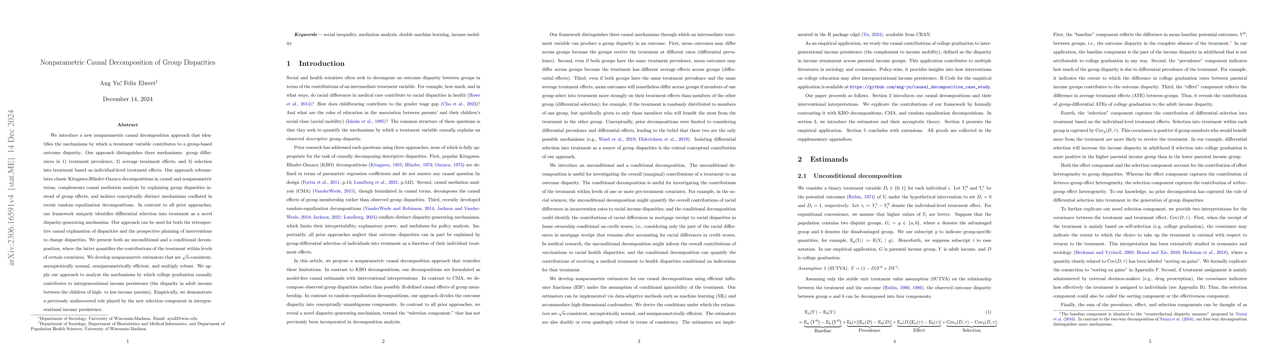 Thumbnail for Nonparametric Causal Decomposition of Group Disparities