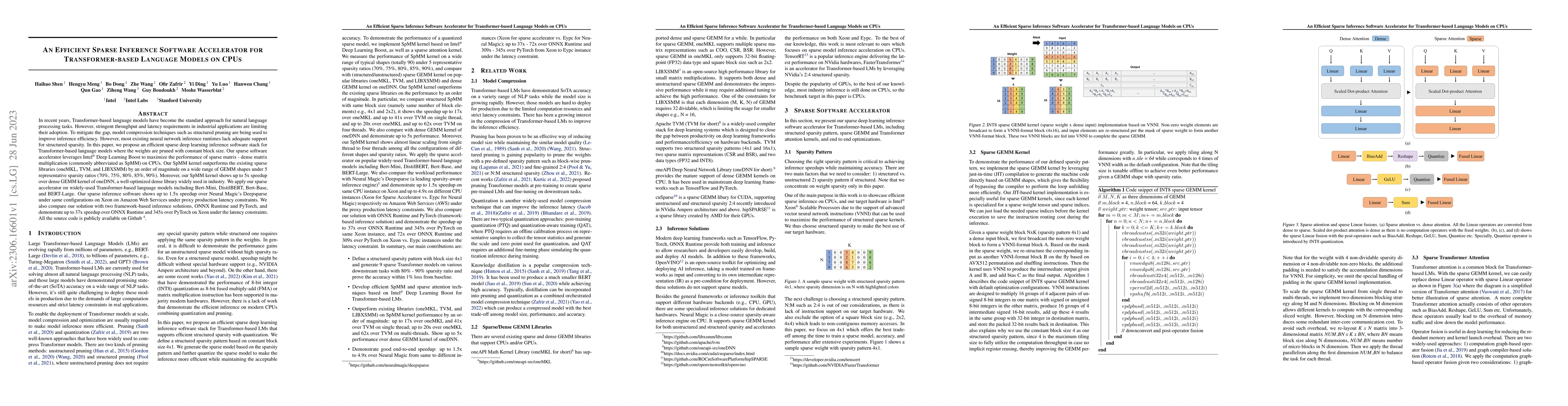 Thumbnail for An Efficient Sparse Inference Software Accelerator for Transformer-based
  Language Models on CPUs