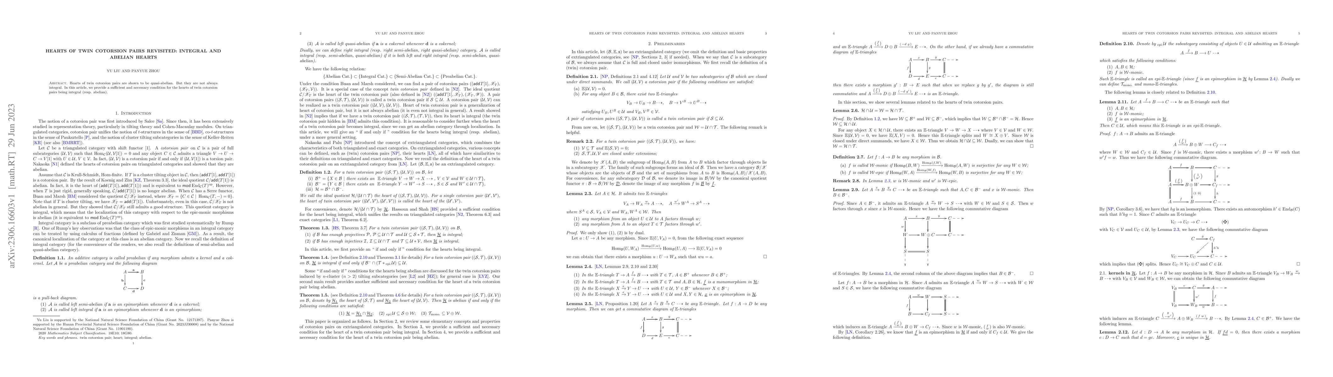Thumbnail for Hearts of twin cotorsion pairs revisited: integral and abelian hearts