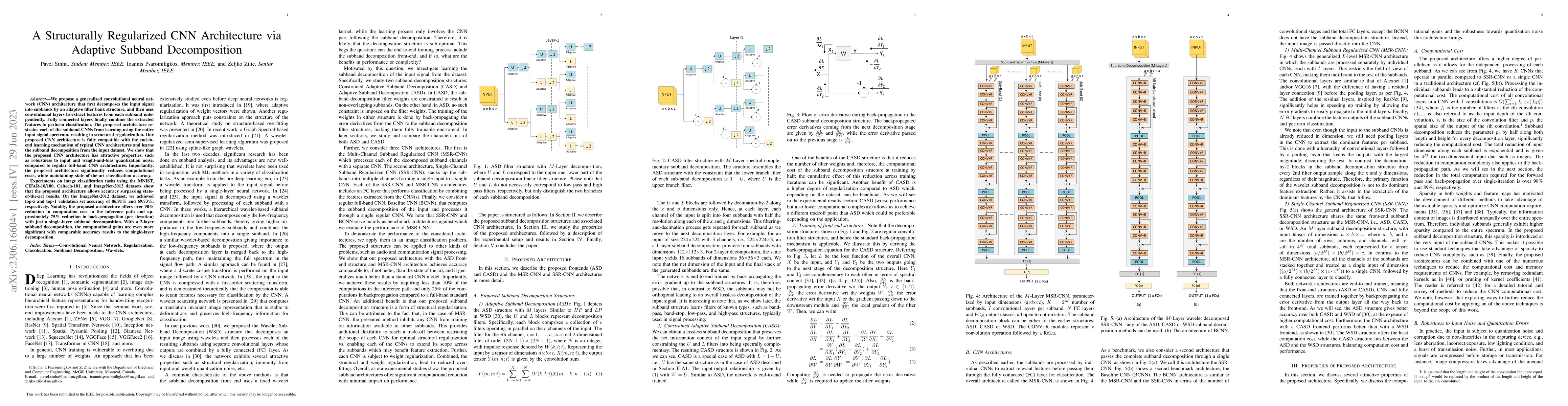 Thumbnail for A Structurally Regularized CNN Architecture via Adaptive Subband
  Decomposition