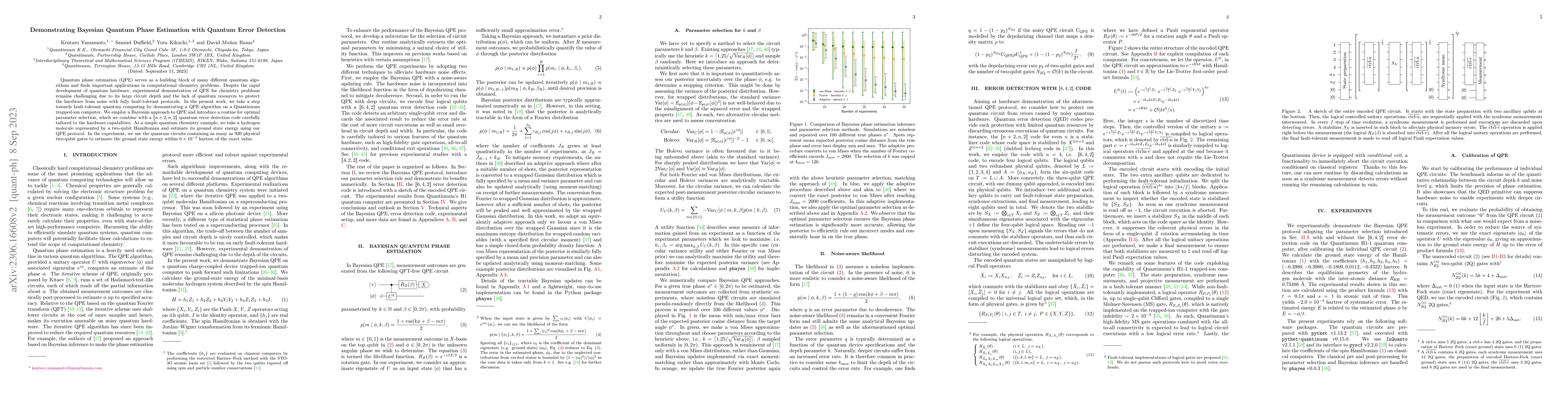 Thumbnail for Demonstrating Bayesian Quantum Phase Estimation with Quantum Error
  Detection