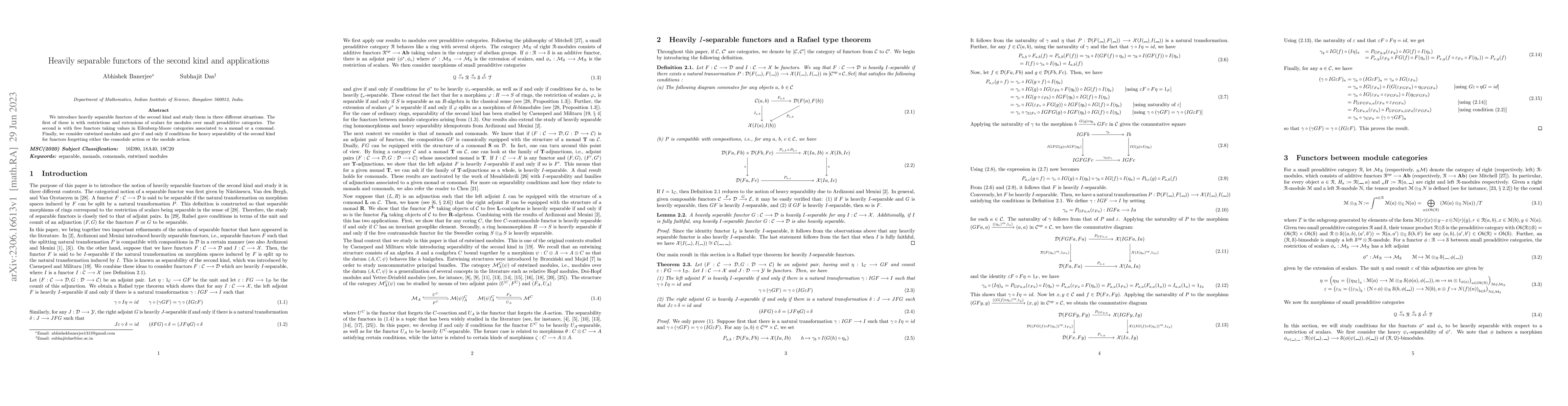 Thumbnail for Heavily separable functors of the second kind and applications