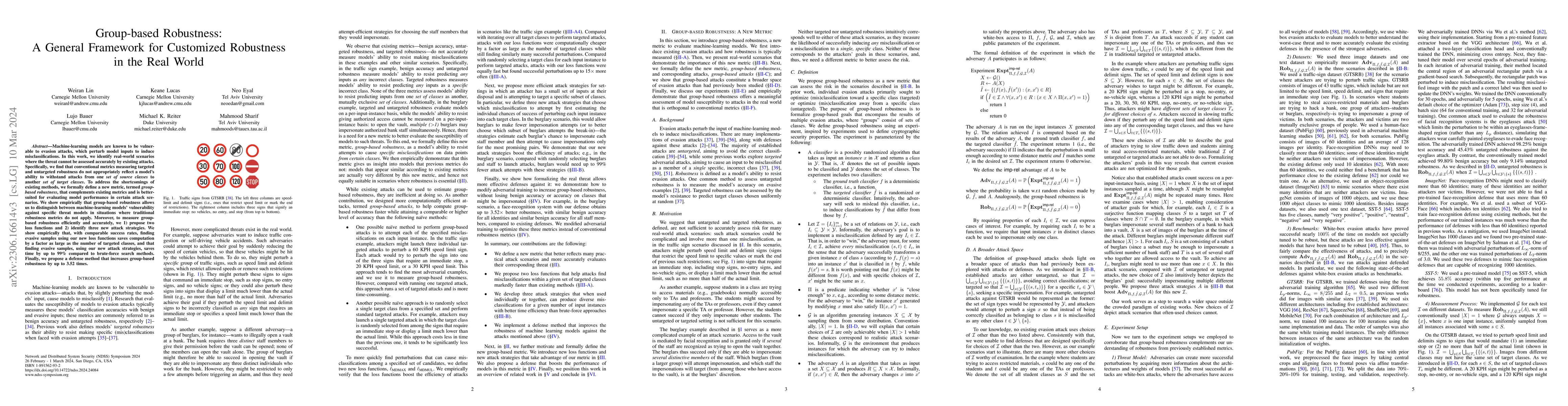 Thumbnail for Group-based Robustness: A General Framework for Customized Robustness in
  the Real World