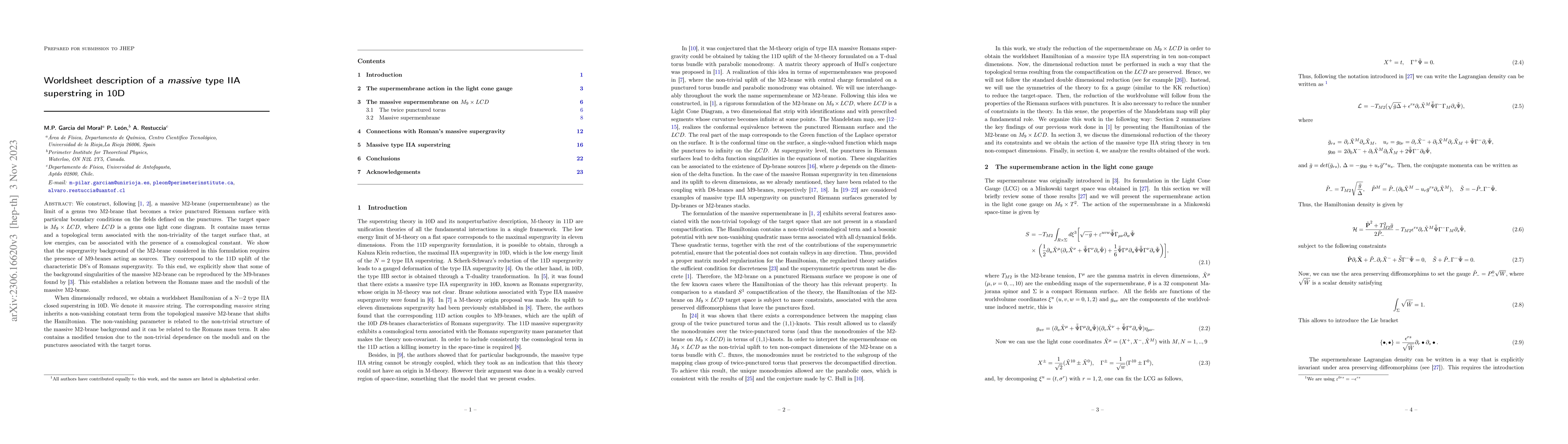Thumbnail for Worldsheet description of a massive type IIA superstring in 10D