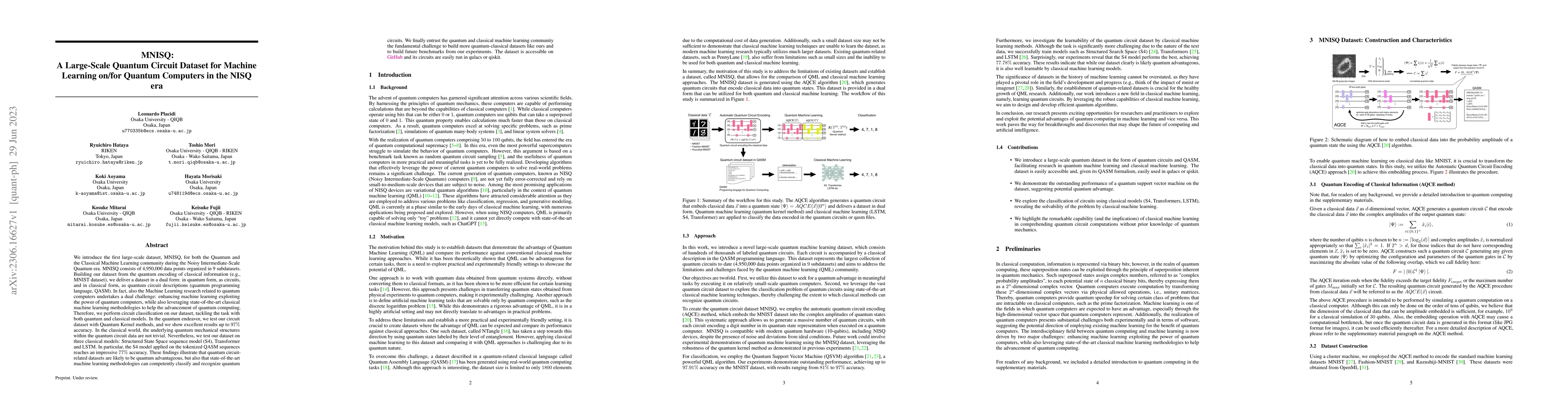 Thumbnail for MNISQ: A Large-Scale Quantum Circuit Dataset for Machine Learning on/for
  Quantum Computers in the NISQ era