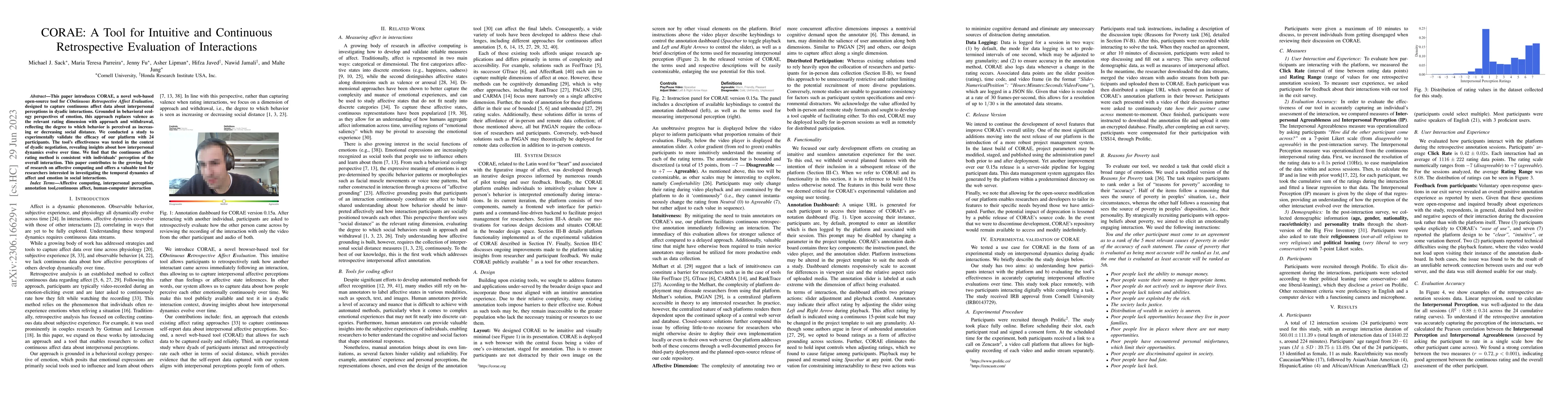 Thumbnail for CORAE: A Tool for Intuitive and Continuous Retrospective Evaluation of
  Interactions