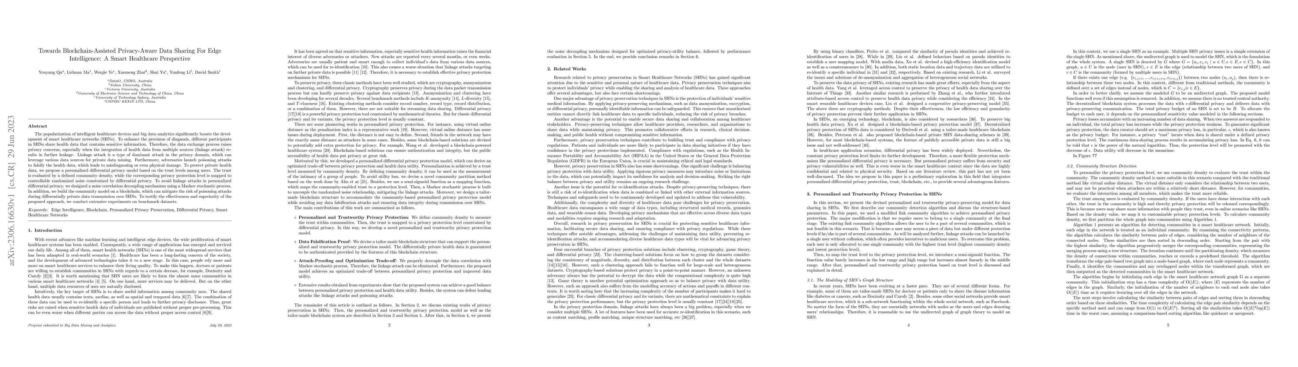 Thumbnail for Towards Blockchain-Assisted Privacy-Aware Data Sharing For Edge
  Intelligence: A Smart Healthcare Perspective