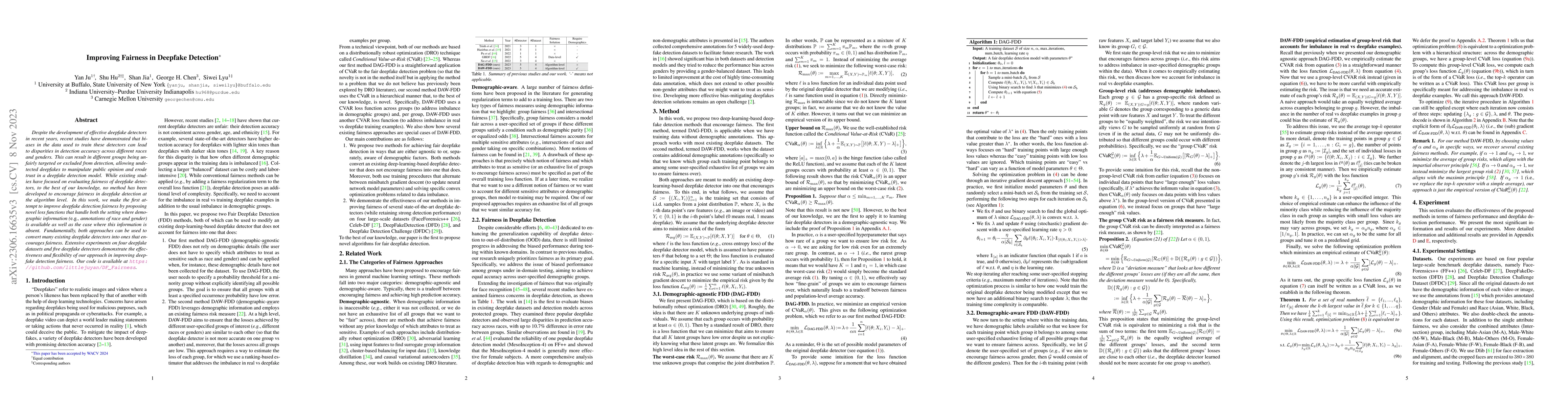 Thumbnail for Improving Fairness in Deepfake Detection