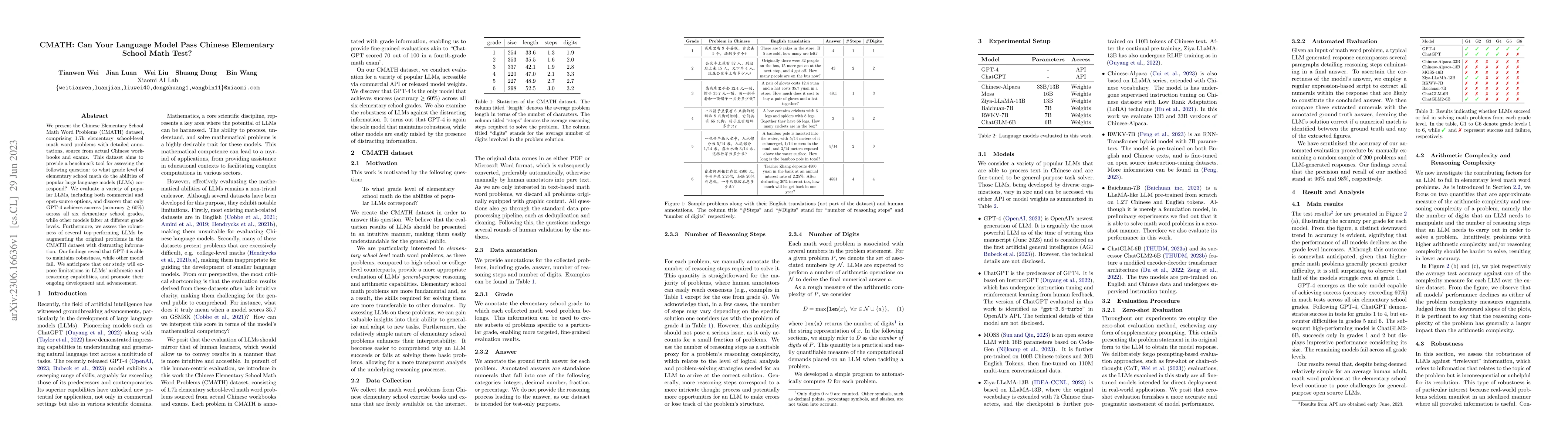 Thumbnail for CMATH: Can Your Language Model Pass Chinese Elementary School Math Test?