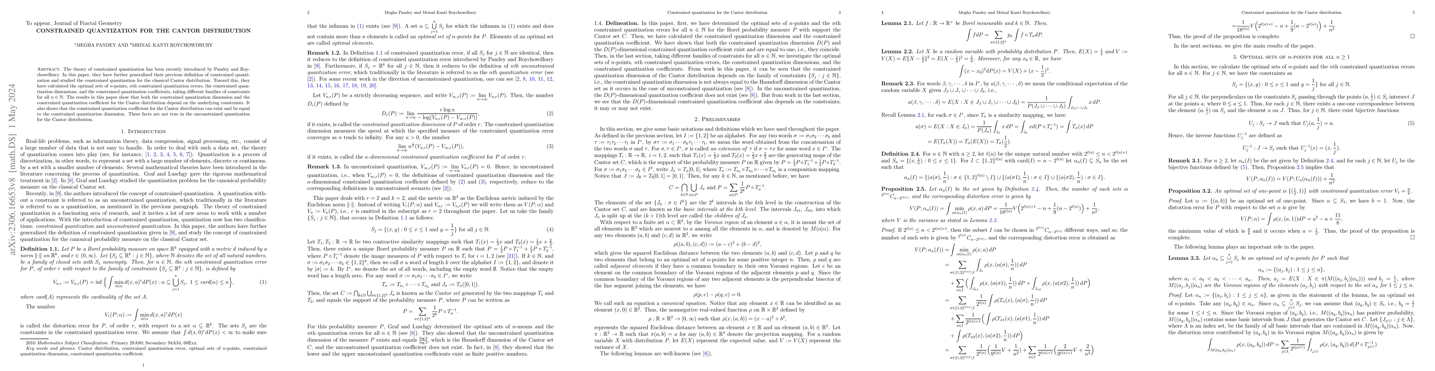Thumbnail for Constrained quantization for the Cantor distribution