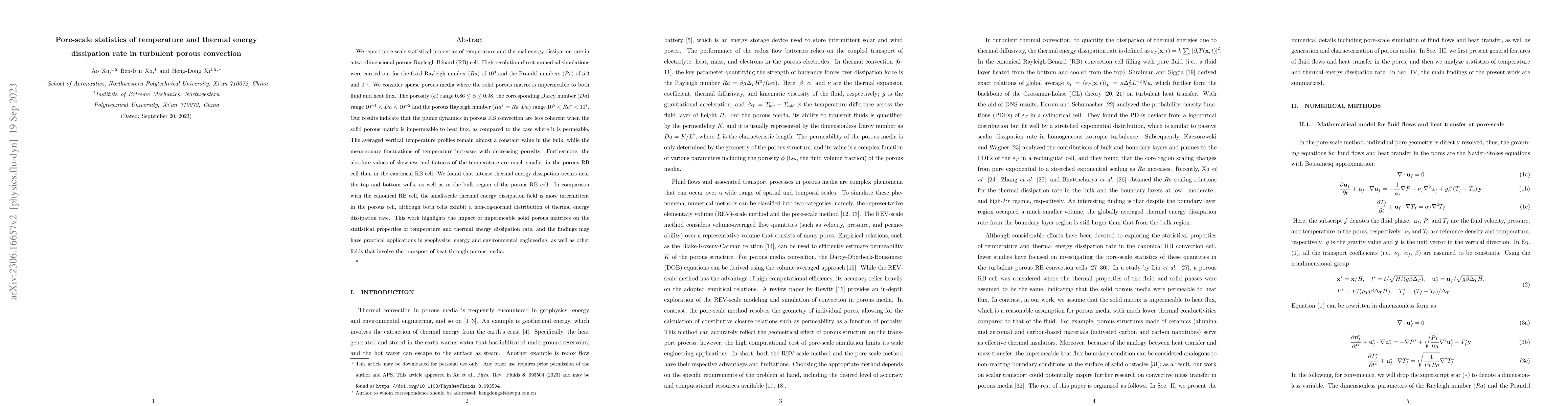 Thumbnail for Pore-scale statistics of temperature and thermal energy dissipation rate
  in turbulent porous convection