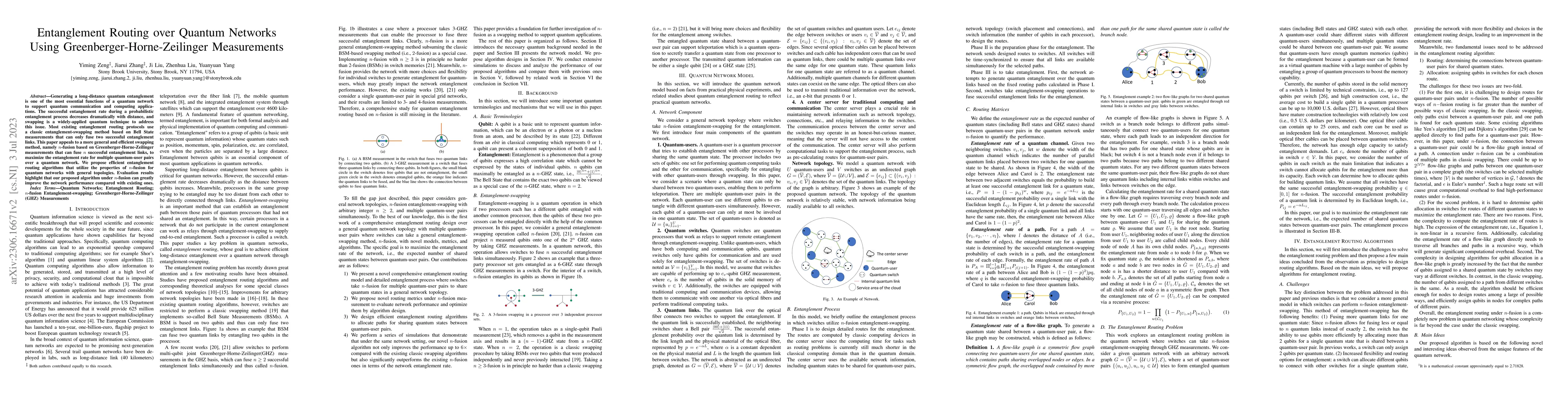 Thumbnail for Entanglement Routing over Quantum Networks Using
  Greenberger-Horne-Zeilinger Measurements