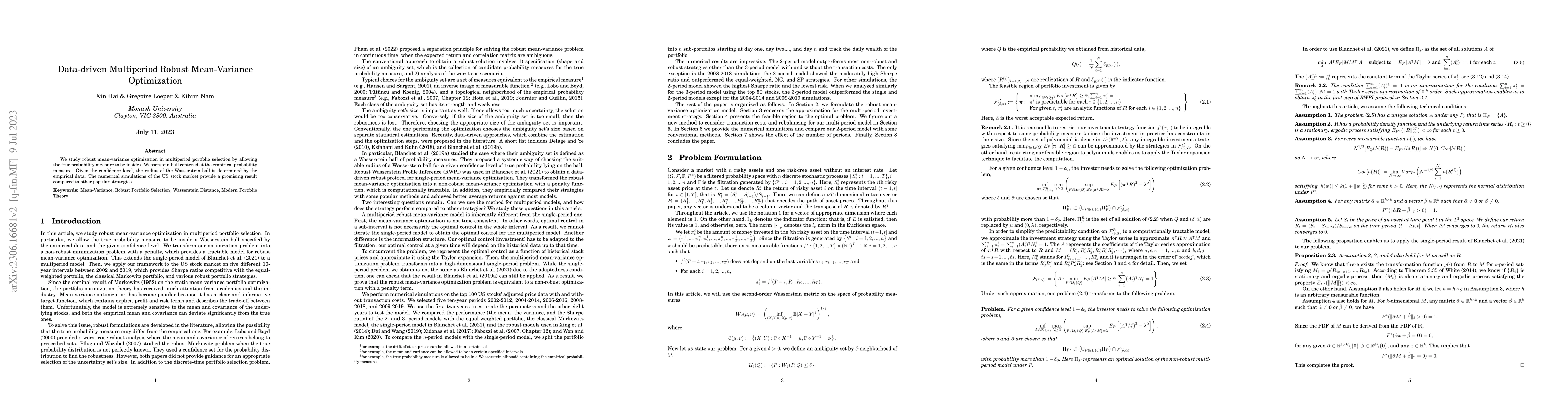 Thumbnail for Data-driven Multiperiod Robust Mean-Variance Optimization