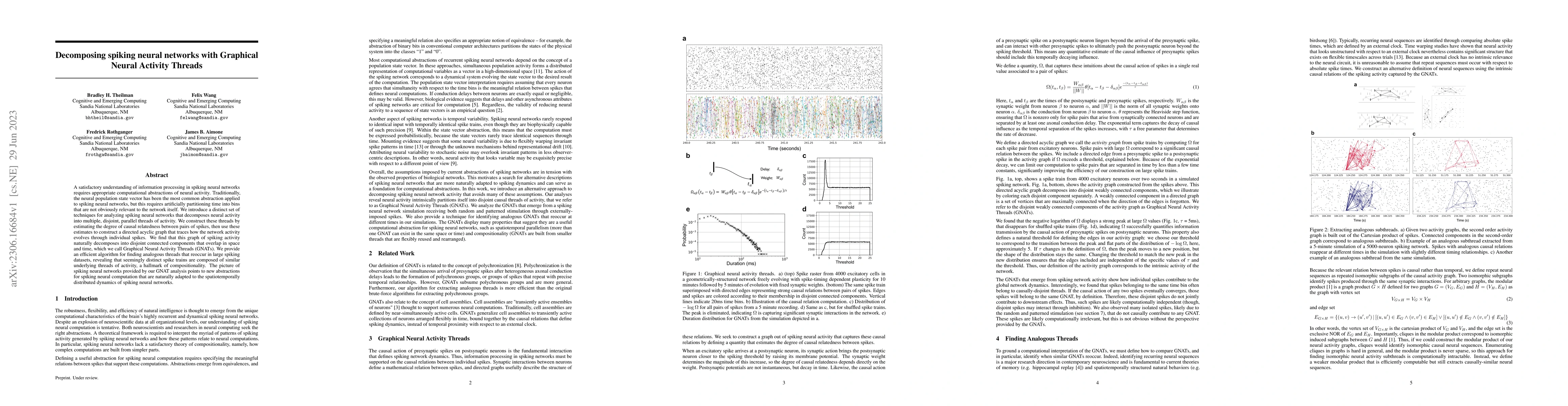 Thumbnail for Decomposing spiking neural networks with Graphical Neural Activity
  Threads