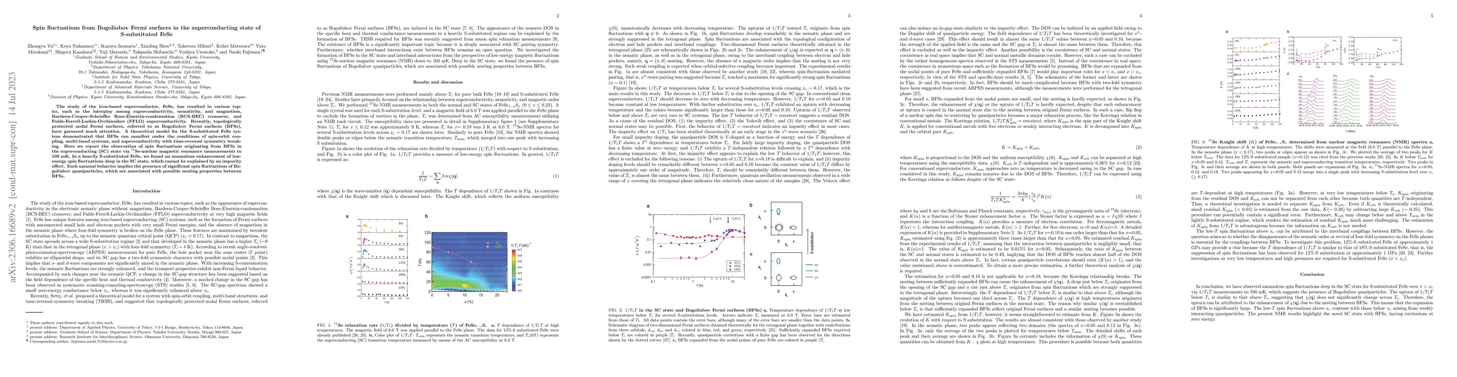 Thumbnail for Spin fluctuations from Bogoliubov Fermi surfaces in the superconducting
  state of S-substituted FeSe