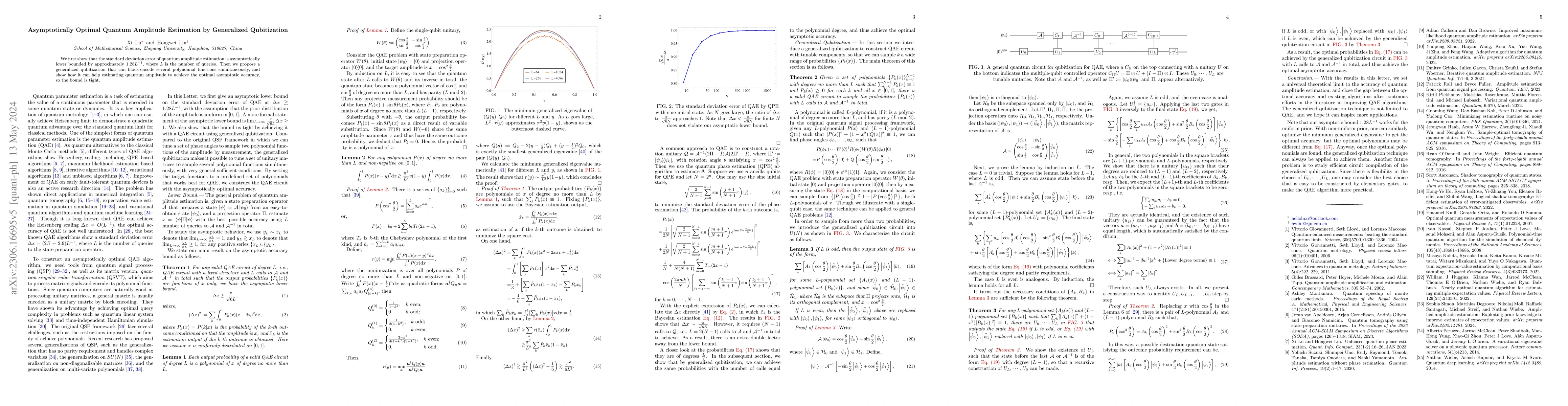 Thumbnail for Asymptotically Optimal Quantum Amplitude Estimation by Generalized
  Qubitization