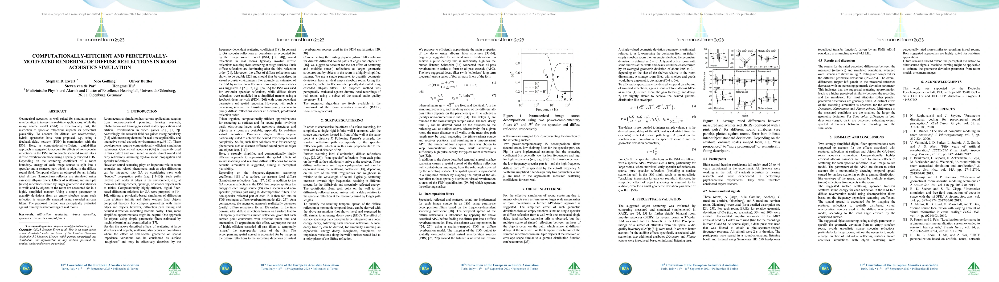 Thumbnail for Computationally-efficient and perceptually-motivated rendering of
  diffuse reflections in room acoustics simulation