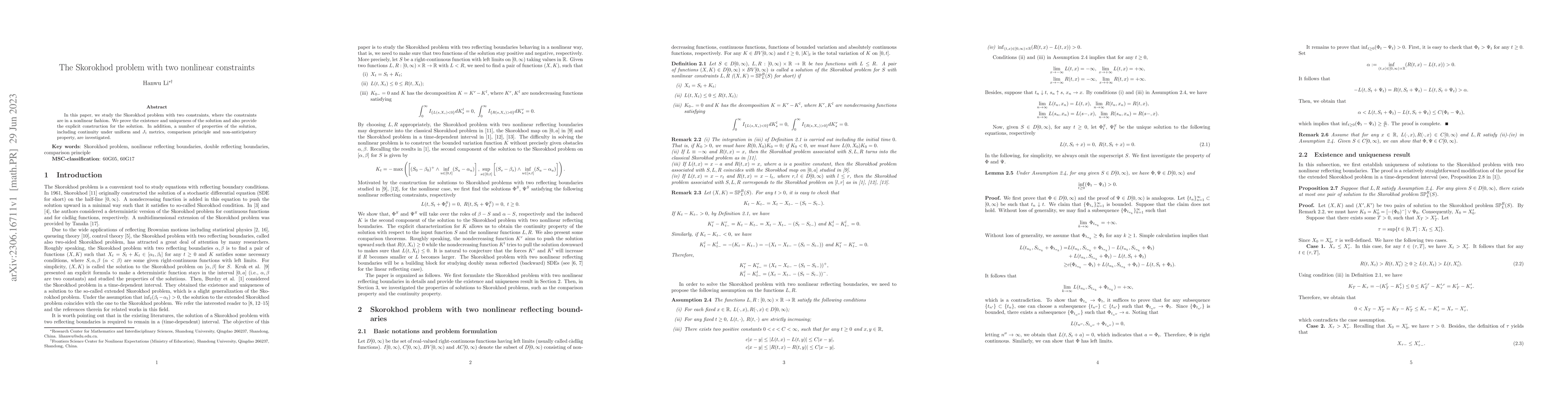 Thumbnail for The Skorokhod problem with two nonlinear constraints