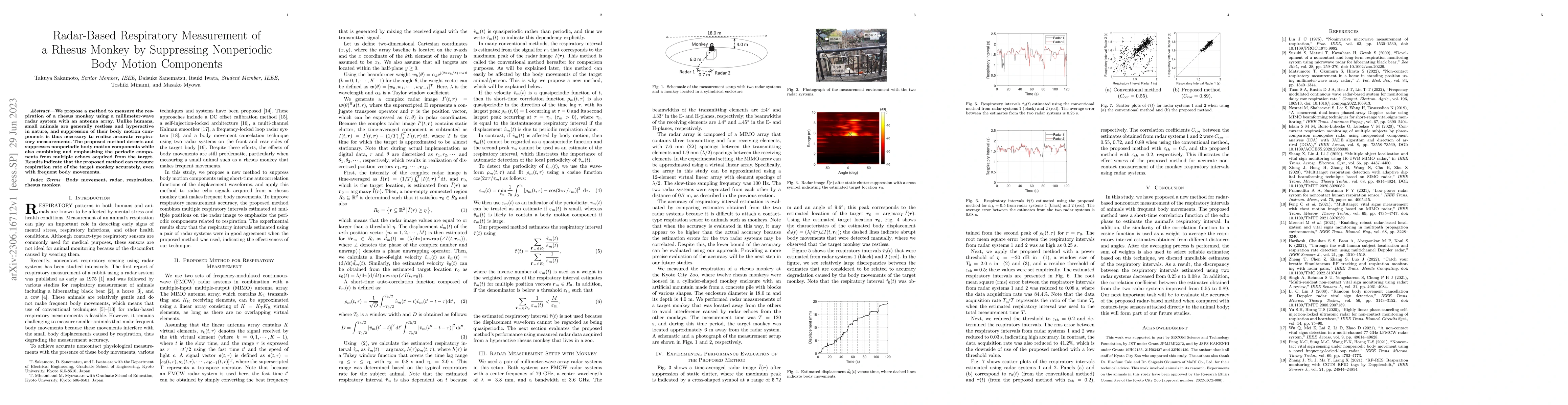 Thumbnail for Radar-Based Respiratory Measurement of a Rhesus Monkey by Suppressing
  Nonperiodic Body Motion Components